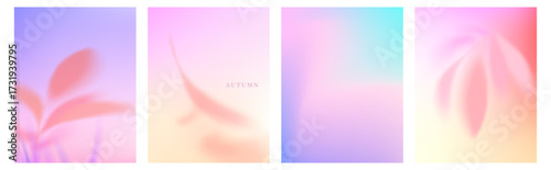 Autumn gradient background blur leaves. Soft pastel gradation fall backdrop. Shadow autumn leaves sky degrade. Gradient sky pink sunset, abstract blurry nature watercolor bg. Vector illustration