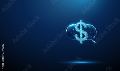 Speech bubble with dollar sign. Financial communication, consultation, fintech, online banking, financial chatbots, business negotiations, investment discussions concept