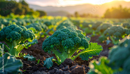 Broccoli grows lush and fresh on the plantation