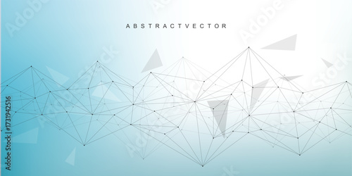 Global network connection website header or banner design. Abstract background with connecting dots and lines. Global business. Social network communication. Internet technology. Vector illustration