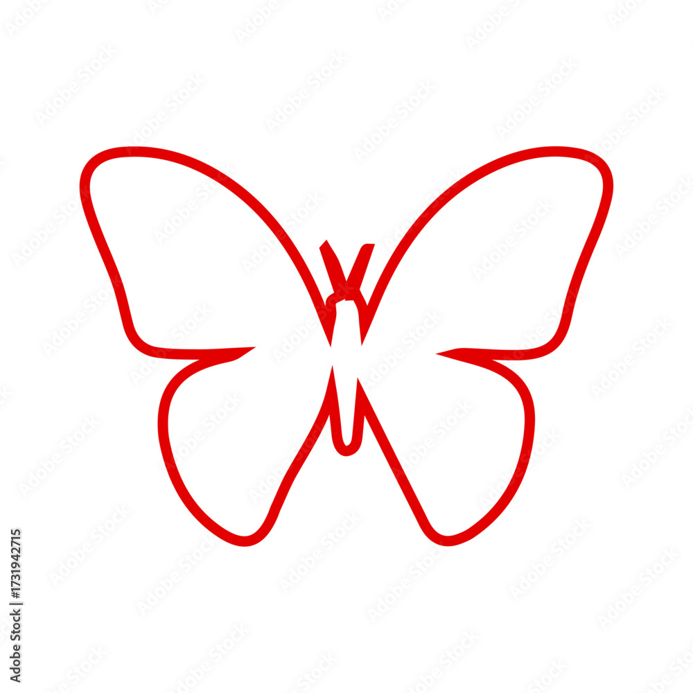 Fototapeta premium Insect Butterfly Outline Icon - Nature, Beauty, and Transformation Line Art Vector 