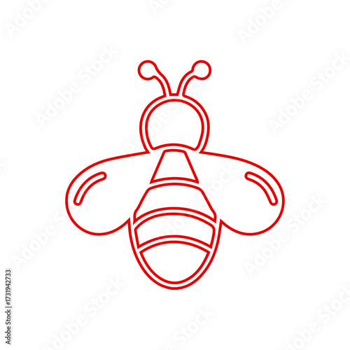 Flying Bee Outline Icon - Insect, Nature, Honey, and Pollination Line Art Vector	