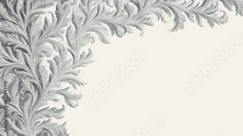 Ornate floral design in grayscale framing a blank space, ideal for invitations or backgrounds