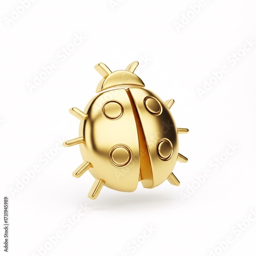A golden glossy figurine of a ladybug