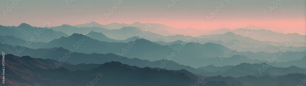 Obraz premium Minimal Mountain Range with Layered Mist and Soft Light