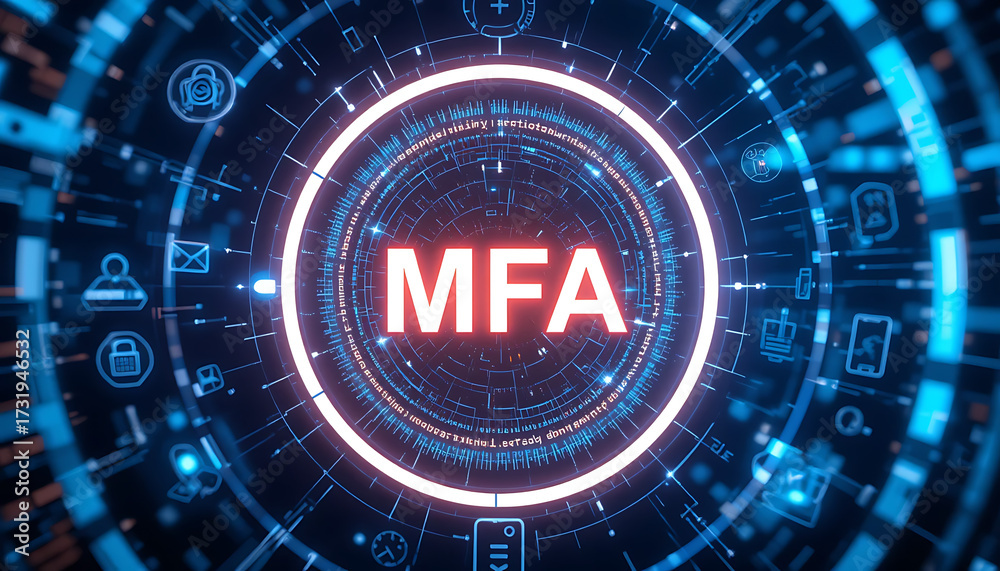 Obraz premium Multi-Factor Authentication (MFA) Technology for Enhanced Cybersecurity, Strong User Identity Verification, Encrypted Access Control, and Secure Digital Authentication Across Applications, Devices