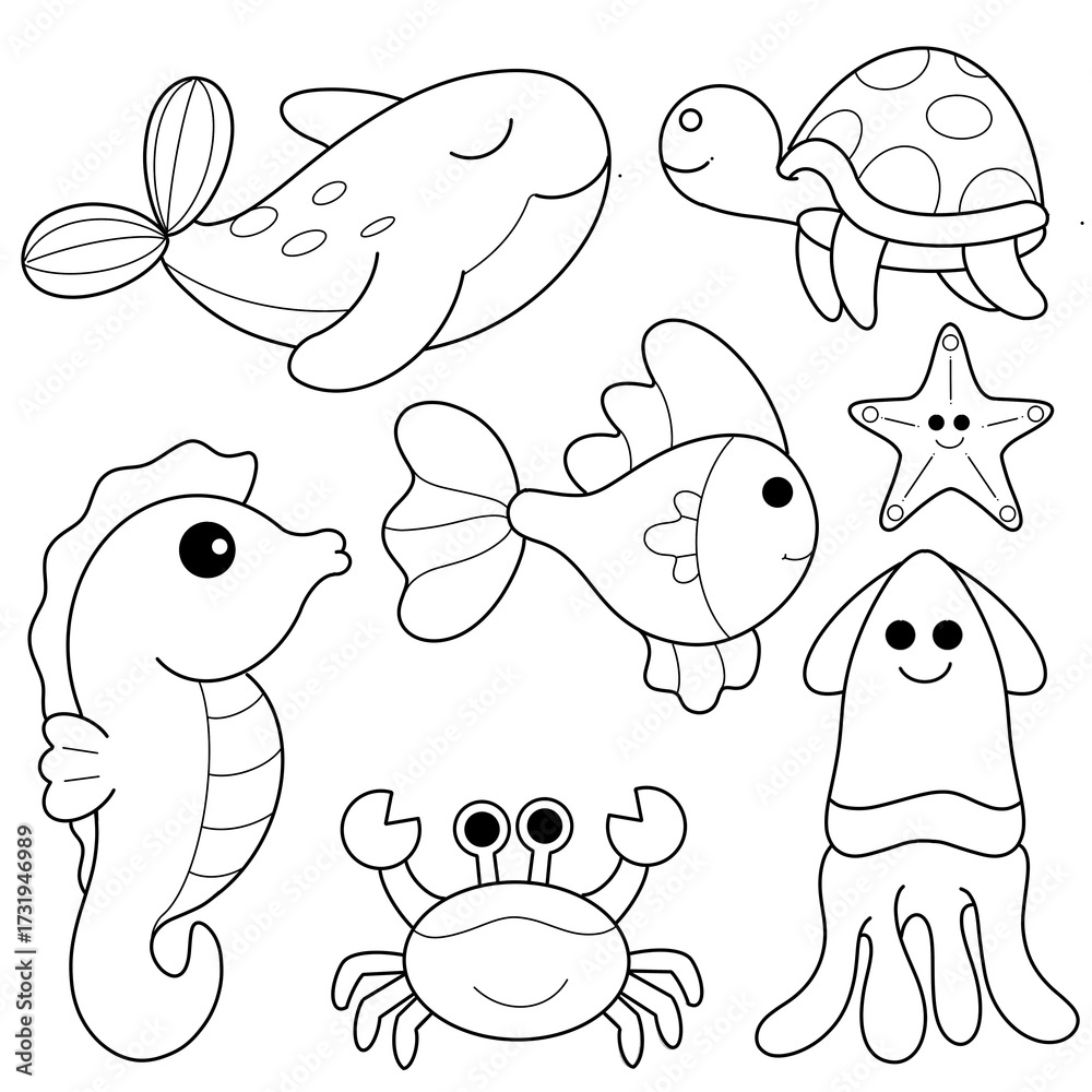 Fototapeta premium cartoon sea animals set