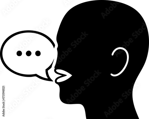 Expressive speaker with thought bubble, sharing ideas, voicing opinions, and engaging in powerful communication, potentially from scalable source
