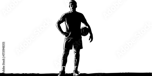 Dynamic basketball athlete poses confidently with ball, embodying strength and determination for sports, fitness, and peak performance visuals