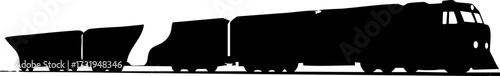 Vintage steam train silhouette hauling freight cars, evoking nostalgia and industrial power - a classic transportation symbol for historical projects