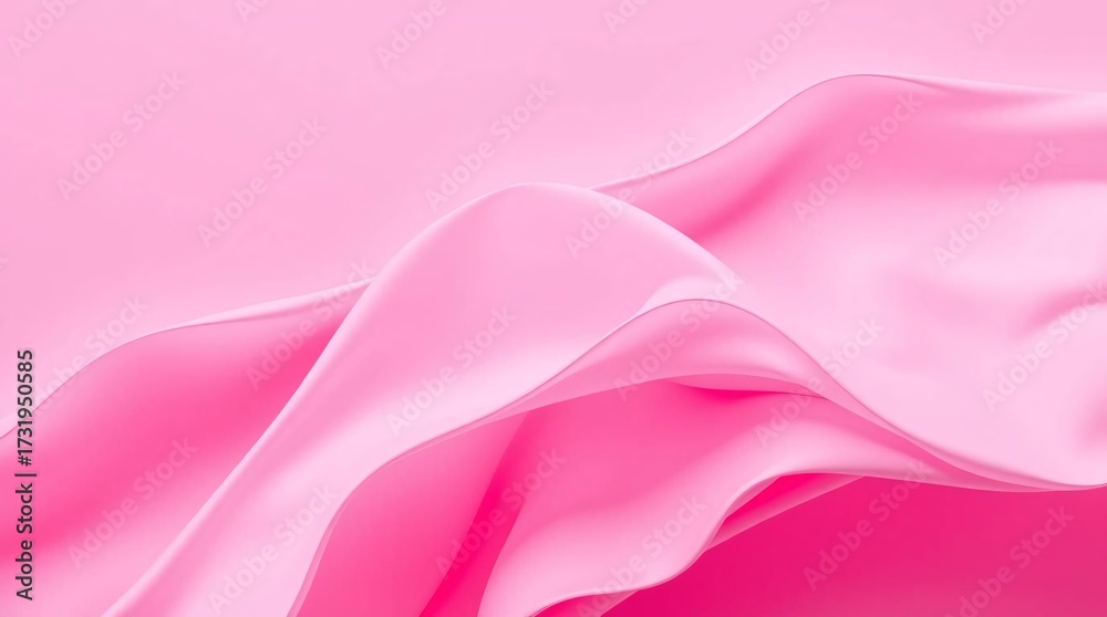 Fototapeta premium Pink Silk Fabric: A captivating expanse of flowing pink silk, its luxurious texture and vibrant color create a sense of elegance and softness, perfect for conveying a sense of opulence and design