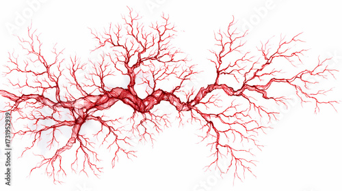 Abstract Red Vein Network Illustration for Medical Biology and Science Concepts as a Flat Icon Design