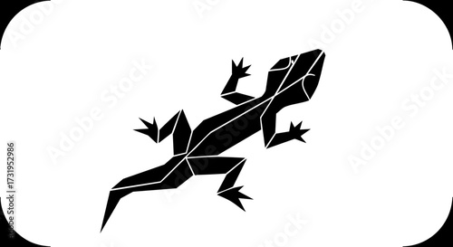 Geometric lizard design for tattoo, logo, or print. Modern reptile art with sharp lines conveys strength and adaptability. Clean and striking animal symbol