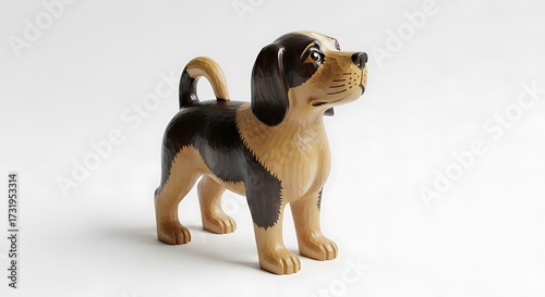 Handcrafted Wooden Dog Figurine, Detailed, Adorable, Collectible, Unique.