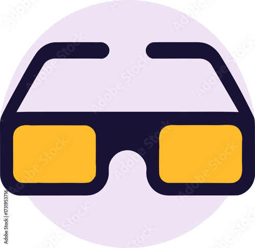 Stylish 3D glasses icon with vibrant yellow lenses for entertainment