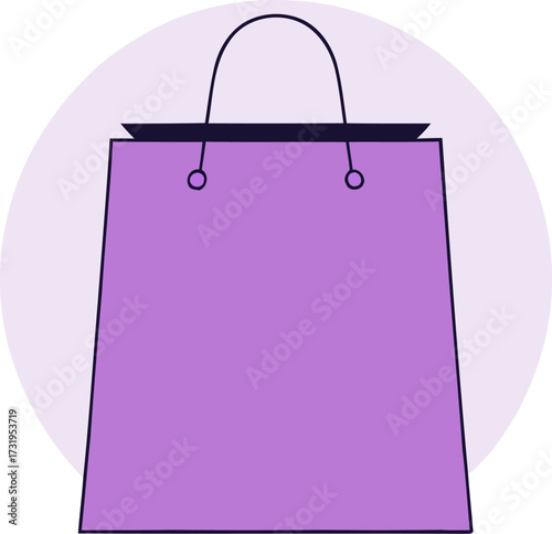 Stylish Purple Shopping Bag Icon Illustration with Rounded Background
