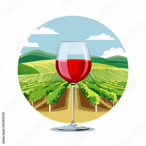 Wine tasting in vineyard landscape.