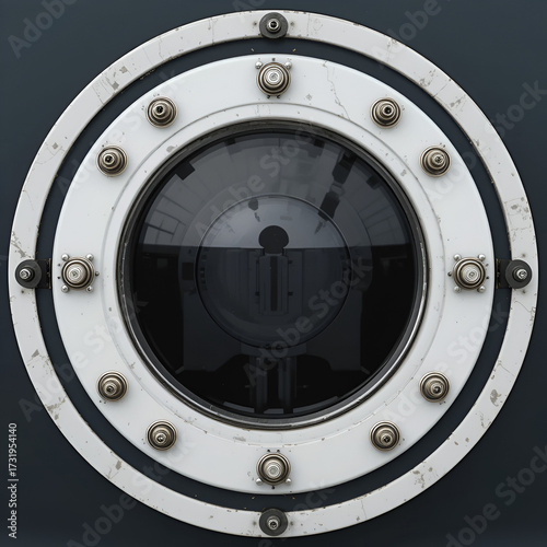 Circular porthole with bolts window ship