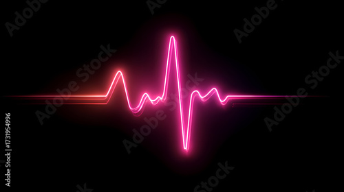 A Neon Heartbeat Glows on a Dark Isolated Background Pulsating with Luminous Energy and Digital Life