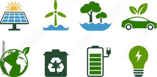 Eco friendly energy sources in conceptual vector illustration design resource