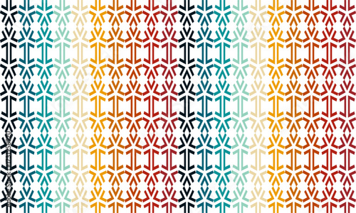 vertical column of stylized anchors in alternating brown, light blue, yellow, and orange, colorful nautical repeat for fabric and wallpaper