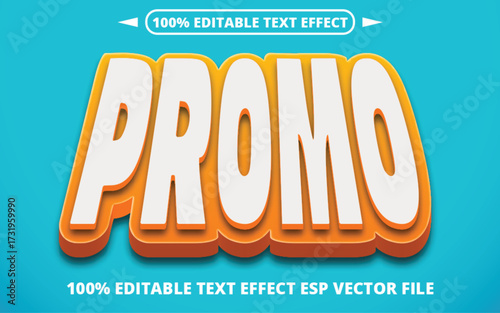 Bold Promo Text Effect with 3D Style on Blue Background