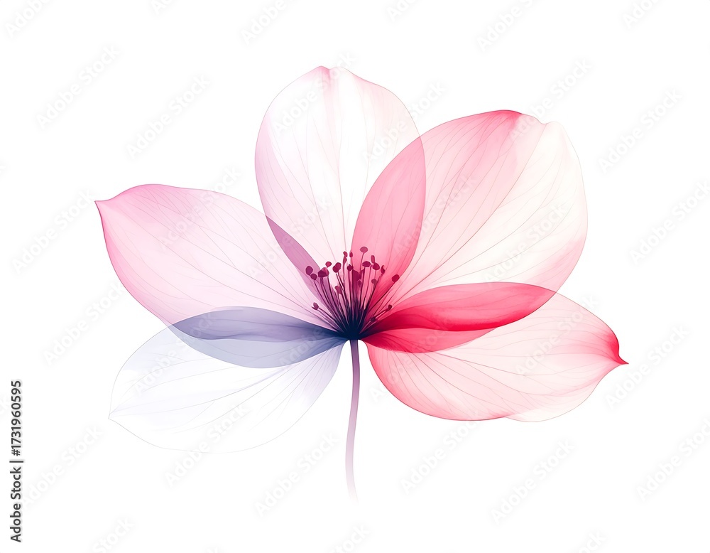 Fototapeta premium Delicate, translucent flower in soft pinks and purples