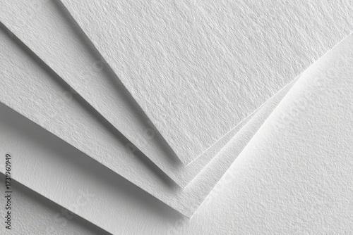 Close-up of several sheets of white textured paper, stacked with layered effect