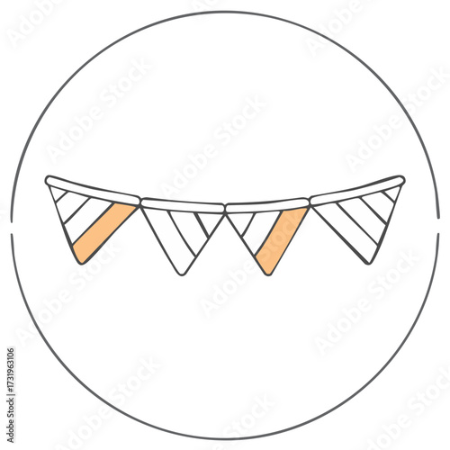 Decorative triangle pennant banner in a circle. Party celebration bunting illustration.