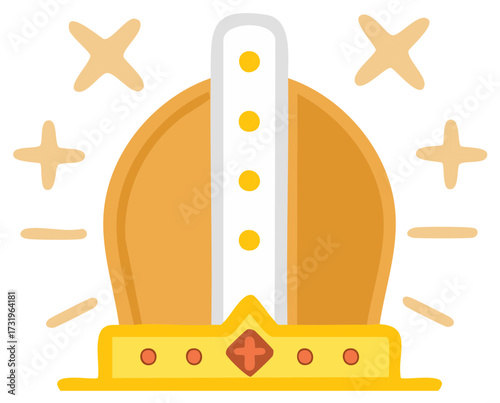 Golden Crown Illustration with Jewels and Star Accents for Royalty and Celebration Themes