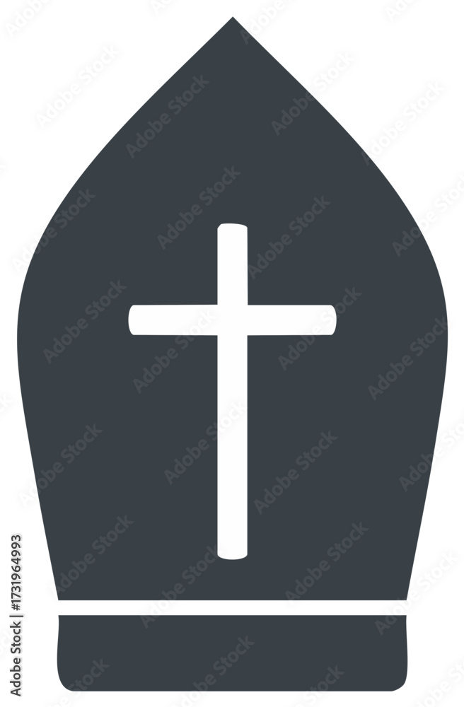 Obraz premium Bishop's Mitre Hat with Cross Symbol, Christian Religious Icon