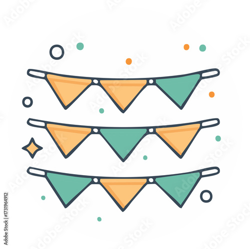 Festive Colorful Bunting Flags and Pennant Garland for Party Celebration