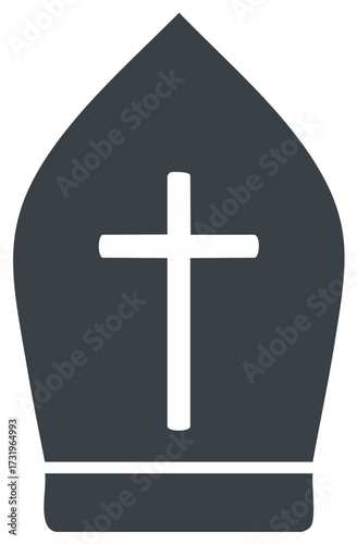 Bishop's Mitre Hat with Cross Symbol, Christian Religious Icon