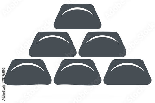 Arrangement of gold bars in a triangle formation, wealth concept