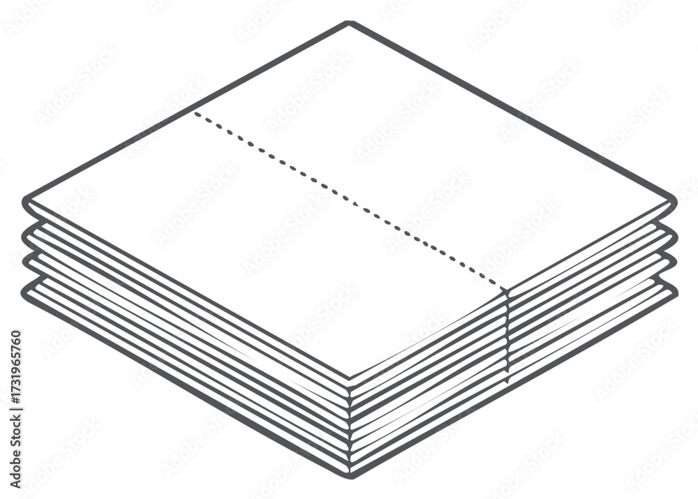 Stack of Blank Square Sheets Papers with Fold Line for Brochure or Letter Folds Diagram