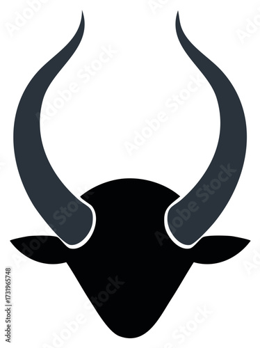 Minimalist Wildebeest Antelope Illustration Black Horns Wildebeest Art