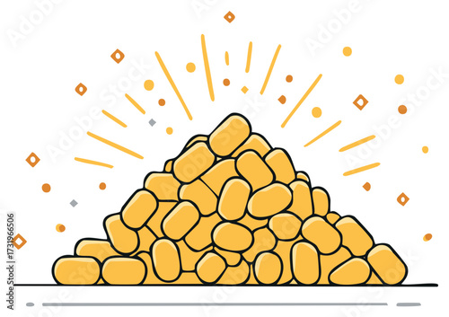 Vector illustration of a large pile of gold nuggets symbolizing wealth and success