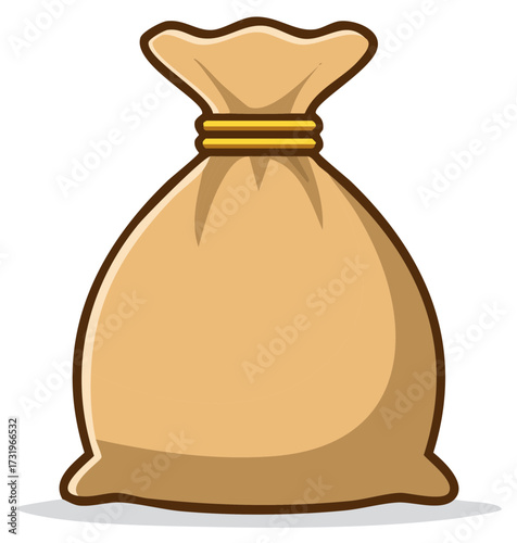 Tied Burlap Money Bag Cartoon Vector Illustration