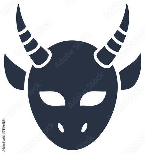 Dark horned devil face icon stylized monster or demon head silhouette