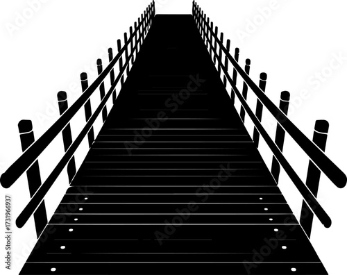 wooden bridge silhouette vector illustration