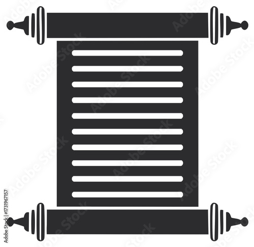 Torah scroll icon vector silhouette of an ancient sacred Jewish book