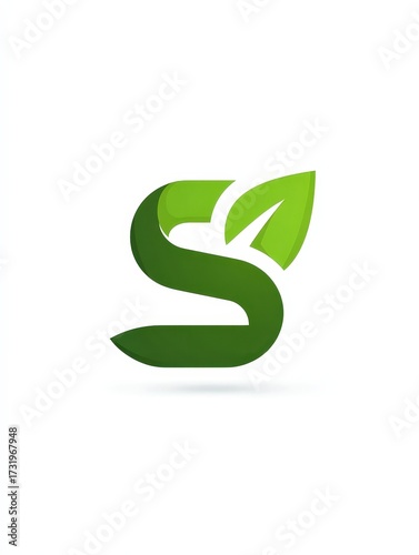 Eco-friendly S leaf logo design, green sustainable brand identity, environmental business logo
