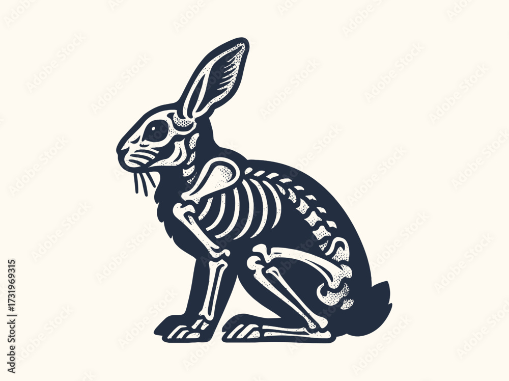 Obraz premium Rabbit anatomy skeleton vintage engraving style vector illustration