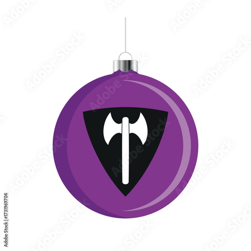 Labrys lesbian pride flag Christmas ball icon vector isolated on a white background. LGBTQ+ decorative Christmas tree ornament. Christmas hanging bauble with a Labrys lesbian pride flag symbol