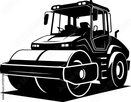 road roller silhouette vector illustration