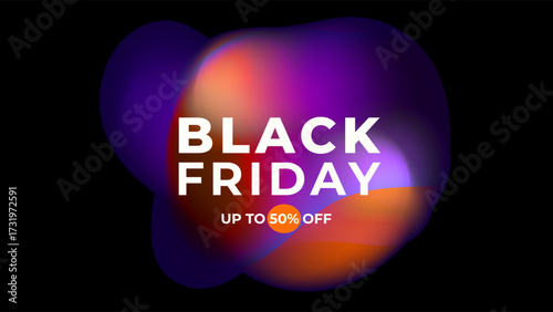 ABSTRACT DARK BACKGROUND BLACK FRIDAY SALE OFFERS AND PROMOTION TEMPLATE BANNER GRADIENT MESH PURPLE ORANGE COLOR DESIGN VECTOR. GOOD FOR SOCIAL MEDIA POST, COVER , POSTER 