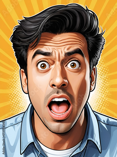 Comic cartoon wow suprised hyper expressive reaction face