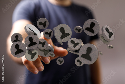 Person icons in a digital n...