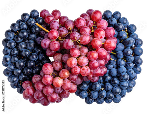 Wallpaper Mural Two intertwined bunches of red and dark purple grapes, forming a heart shape Torontodigital.ca