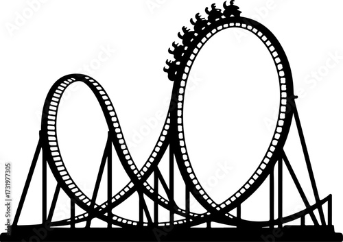 Roller coaster ride silhouette vector illustration